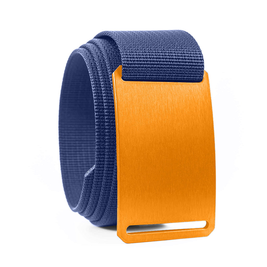 blue belt strap with orange buckle